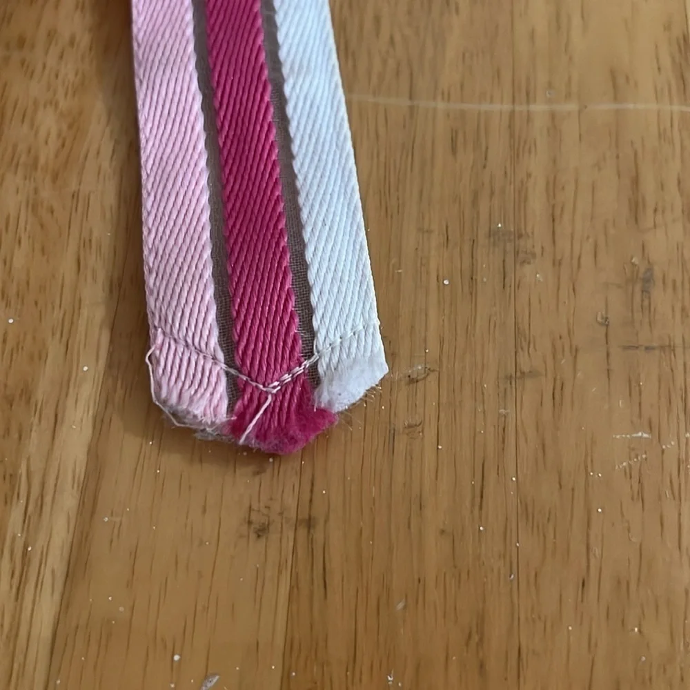 Vintage Woman’s Canvas Pink White Color Block Adjustable Belt 43 Inches